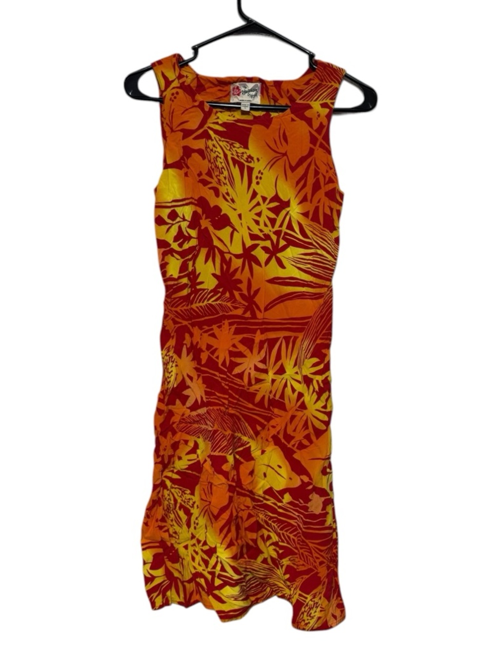Hilo Hattie Hawaiian Sun Dress Size S Beachy Vacation Orange Yellow  Tropical
